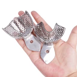 Stainless Steel Dental Impression Tray with Hole Autoclavable Upper Lower Teeth Holder Perforated Plaster Mold Tray Dentist Tool