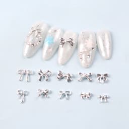 TSZS Silver 3D Bow Nail Art Charm Alloy Metal Cute Mini Mix Shape Bow Ribbon Nails Decoration DIY Nail Accessories