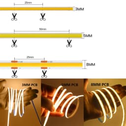 3mm 5mm 8mm PCB COB LED Strip Light 5V 12V 24V 320LEDs/m High Brightness Flexible Tape Warm Natural White Red Green Blue 0.5m 5m