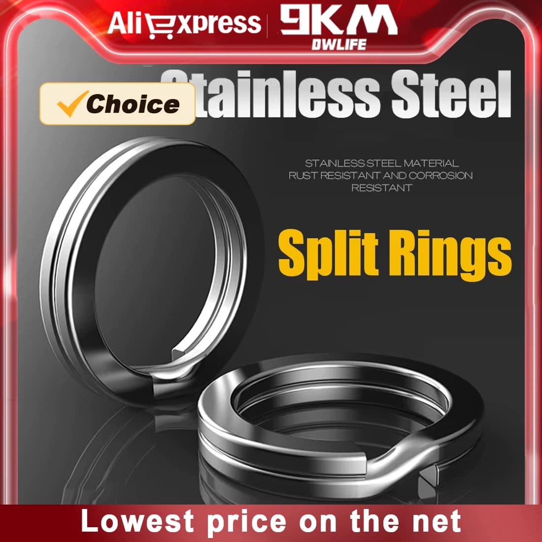 9KM 30Pcs Split Rings Fishing Stainless Steel Lure Rings Saltwater Terminal Tackles Connectors