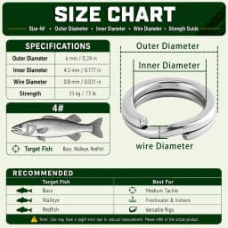 9KM 30Pcs Split Rings Fishing Stainless Steel Lure Rings Saltwater Terminal Tackles Connectors