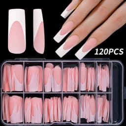 240/120Pcs Colorful French Short Square False Nails Full Cover Fake Nail Tip Extension Acrylic Wearable Ballerina Press on Nails