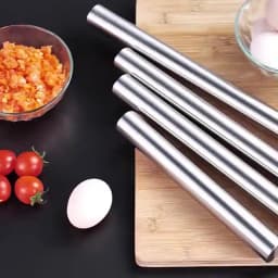 20/25/30cm Stainless Steel Non-Stick Rolling Roller Dough Bake Pizza Pastry Embossed Roller Surface Rolling Pin Kitchen Utensils