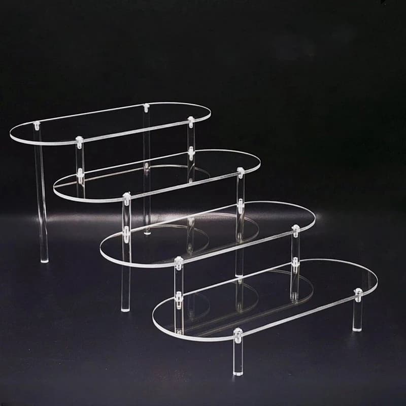 Acrylic Display Stand Rounded Corners Display Shelf Cupcake Perfume Jewelry Organizer Transparent Shelves Storage Organization