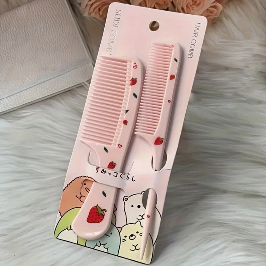Fruit Pattern Comb Set - Durable ABS Plastic Handle, Mouse Tail Comb for Smooth Styling, Suitable for All Hair Types