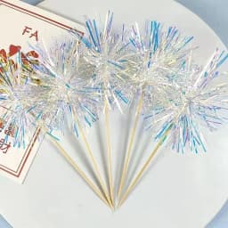5/20Pcs Birthday Glitter Cake Topper Colorful Fireworks Tassels Cupcake Topper Wedding Baby Shower Baking Dessert Cake Decor