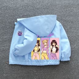 K-pop Idol Print Hooded Jacket for Girls 2026 New Spring Autumn Children Waterproof Windbreaker Coat Kids Daily Casual Outerwear