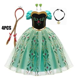 Full Printing Kids Cosplay Anna Princess Costume Fancy Birthday Carnival Party Prom Dress Toddler Role Play Clothing Outfits