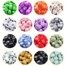 50Pcs Silicone Alphabet Letter Beads 12mm Square Alphabet Spacer Bead For Jewelry Making Pacifier Chain Name Teether Bulk
