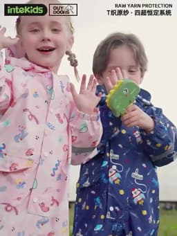 1-12 Years Old Cartoon Dinosaur Waterproof Jumpsuit Raincoat Hooded Kids One-Piece Rain Coat Tour Children Rain Gear Suit