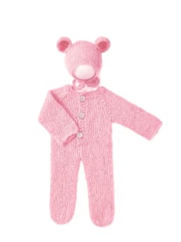 2pc/set Baby Outfits Newborn Photography Props Romper Bear Jumpsuit Crochet Hat Wool Baby Boy Girl Animal Photo Prop