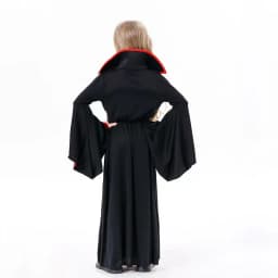 Girls Vampire Queen Halloween Costume Kids Gothic Black‑Red Long Stand‑Collar Gown Holiday Party Fancy Dress Cosplay Outfit