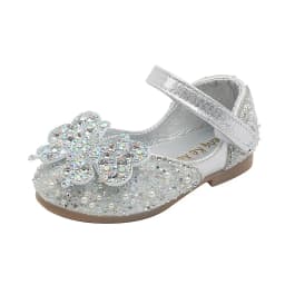 2025 Spring Summer New Korean Style Girls Princess Square Toe Rhinestone Bow Leather Shoes For Dance Performance