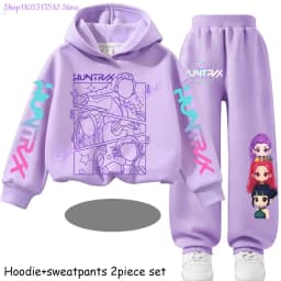 Huntrx Mira Rumi Zoey Kids Fashion Cartoon Print 2pcs Hoodie+Pants Sportsuits Casual Outfits Clothes for 2-13 Years Boys Girls