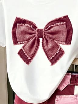 Girls' Summer Casual Outfit, Children's Bow Print Set, Loose Short-Sleeve Top + Printed Shorts Two-Piece Set, Suitable for Kids over 3 Years Old, Versatile Clothing