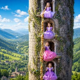 Muababy Rapunzel Tangled Princess Evening Gown Set for Girls Halloween Birthday Christmas Party Cosplay Costume Kids 2-10Y