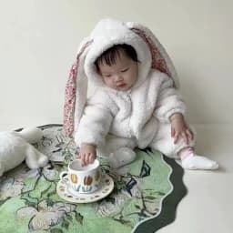 Warm Fleece Baby Rabbit Romper for Autumn Spring Newborn Hooded Pajamas Jumpsuits Toddler Plush Homewear Clothes