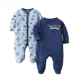 Kit 2 Baby Rompers with Footie Long Sleeve Infant Clothing 60% Cotton 40% Polyester 3m-9m