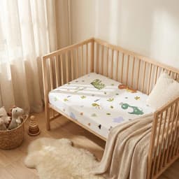Cute Printed Patterned Sheet/Mattress Cover, Children's 100% Cotton Breathable and Moisture-Wicking Patchwork Mattress Cover.