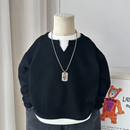 Children Boys Sweatshirt RAISE YOUNG Autumn 2026 Infant Babys Boys Pullovers Casual 1-10Yrs Kids Boys Waffle Fake Two Piece Tops