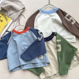 Autumn Kids Cotton Letter Print Base T-Shirts Korean Style Color Block Long Sleeves Loose Kids Top for 1-6Y Boys and Girls