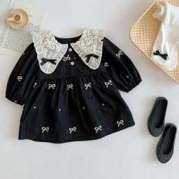 Autumn 0-6Yrs Girls Princess Dress Baby Girl Clothes Clothes Butterfly Collar Baby Girl One Piece Clothes Embroidery Kids Dress