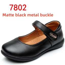 Children's Metal Buckle Leather Shoes Girls Ceremonial Show Small Leather Shoes Girls Bow Princess Shoes Children Perform Flats