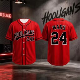 Unisex 2026 Bruno Mars 24K Hooligans Baseball Jersey Short Sleeve Hip Hop Streetwear Top for Fans Men Women Kids Adults