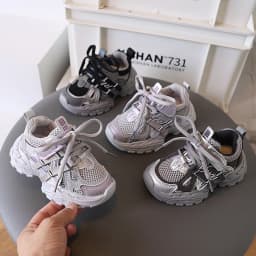 Thick-soled Children's Sports Shoes Autumn Leather Fashion Girl's Running Shoes Boys' Casual Shoes Lace-up Soft Sole Kids Shoes