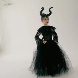 Little Kids Black Evil Witch Maleficent Fancy Dress Full Accessories Horns Wings Staff For Trick Or Treat School Stage Costume