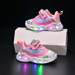 Autumn New Children's Sports Shoes Colorful Star Print Children's LED Light Shoes Soft Sole Girls Causal Sneakers 2-6 Years Old