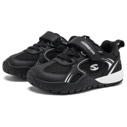 HOBIBEAR Kids Wide Toe Box Sneakers Hook-Loop Non-Slip Walking Shoes Artificial Leather Mesh Outdoor Toddler Sneaker