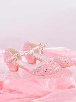 Girls' Princess Style High Heel Shoes With Shiny Star Pendant Decoration, Suitable For Dress And Birthday Party