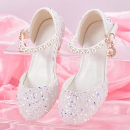 Girls' Princess Style High Heel Shoes With Shiny Star Pendant Decoration, Suitable For Dress And Birthday Party