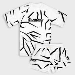 26 New MMA Sports Set Men's Black White Graphic Rash Guard T-shirts & Shorts Sets Quick Drying Combat Training Suit Adults Kids