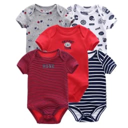 Cartoon 5-Pieces Summer Baby Boy Girl Bodysuits 100%Cotton Soft Newborn Onesies Short Sleeve Infant Clothes