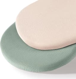 Set of 2 Muslin Cotton Fitted Sheets for Standard Size Bassinet Mattress 33x17x4inch Baby Gauze Cribs Mattress Cover Solid Color