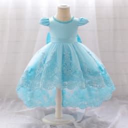 Big Bow Baby Girls 1st Birthday Princess Dress Toddler Infant Embroidery Flower Baptism Girl Party Dresses for Kids Wedding Gown