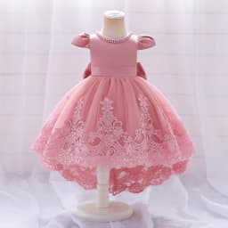Big Bow Baby Girls 1st Birthday Princess Dress Toddler Infant Embroidery Flower Baptism Girl Party Dresses for Kids Wedding Gown