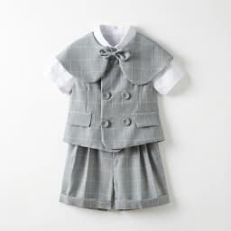 Gray Plaid Toddler Boy Gentleman Suit White Shirt Summer Thin Linen Vest Shorts Bow Tie Kids Wedding Baptism Formal Costume Set