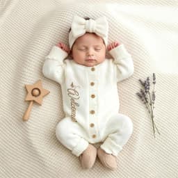 Ylsteed 2Pcs Newborn Knitted Outfit With Bow Headband, Welcome Embroidered Baby Romper For Photo Shoot & Daily Wear 0-3M