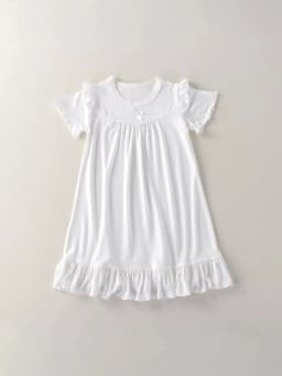 Modal Children Nightgown Dress Princess Ruffle Short Sleeves Kids Girls Sleep Dress Breathable Girls Homewear Dress For 1-10Y