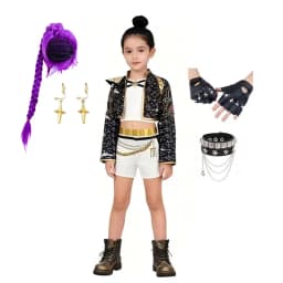 3Pcs Set Girls Korean Style Pop Singer Band Uniform Cosplay Outfit Coat+Vest+Pants Hip Hop Dress up Dancing Performance Costume
