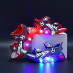 Children's Shining Light Soft Bottom Sandals Kids LED Light Shoes Little Boys Sandals With Lights Kids Glowing Light Beach Shoes