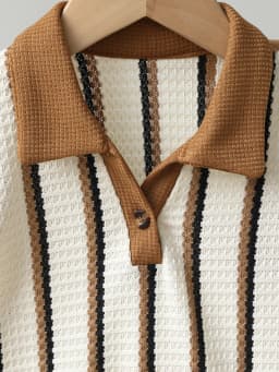 Baby Boy 2-Piece Set Casual Texture Fabric Polo Collar Short-Sleeved Shirt And Knitted Shorts Summer Sports Outfit