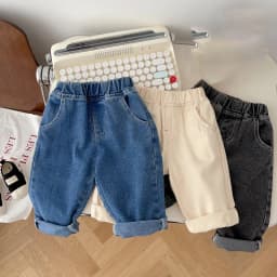 2026 New Autumn Baby Boys Denim Pants Solid Color Infants Baby Pants Jeans Casual Pants