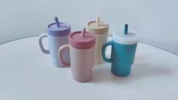 300ml 1PC Colorblock Sports Water Bottle, Fashion Sport Shape Cup, Stainless Steel Inner Cup With Soft Silicone Straw Portable