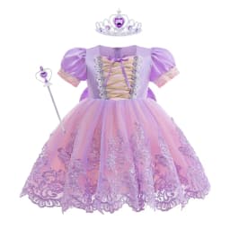 Girls New Fancy Girl Embroidered Flower Rapunzel Princess Party Dress Christmas Baby Girls Sofia Puff Sleeve Infants Ball Gowns