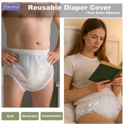 2pcs Reusable Adult Cloth Diaper Cover Pull-On-Cover Incontinence Pants Waterproof Protection to GO ON TOP with Diapers & Briefs