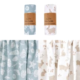 Kangobaby New Design 2pcs Set Double Layers 100% Cotton Newborn Baby Muslin Swaddle Blanket